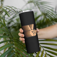 Retro Equality for All Skinny Tumbler Peace Sign V Fingers Skin Tone Hands Vintage