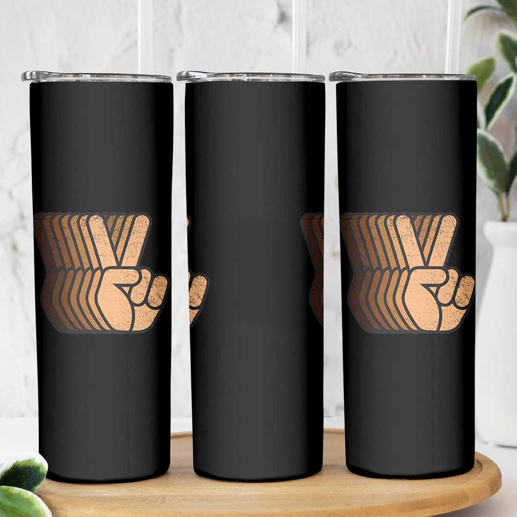 Retro Equality for All Skinny Tumbler Peace Sign V Fingers Skin Tone Hands Vintage