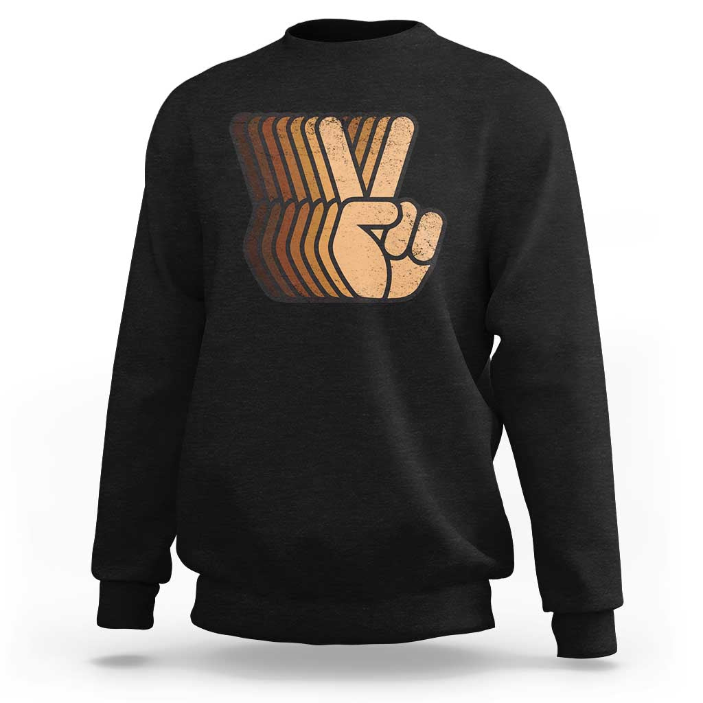Retro Equality for All Sweatshirt Peace Sign V Fingers Skin Tone Hands Vintage
