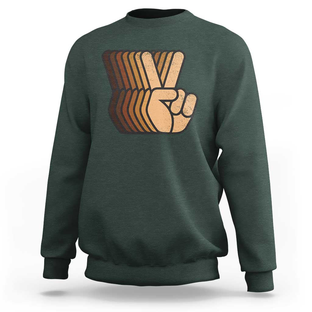 Retro Equality for All Sweatshirt Peace Sign V Fingers Skin Tone Hands Vintage