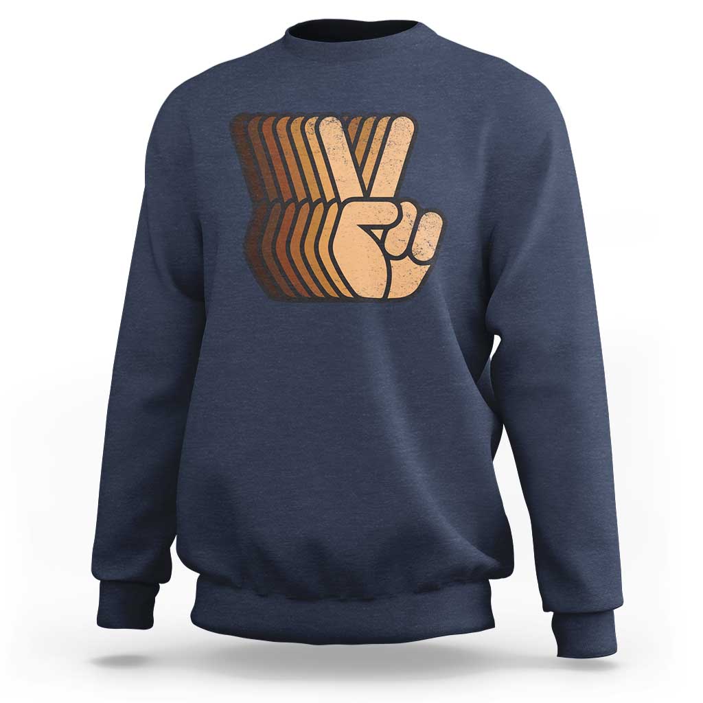 Retro Equality for All Sweatshirt Peace Sign V Fingers Skin Tone Hands Vintage