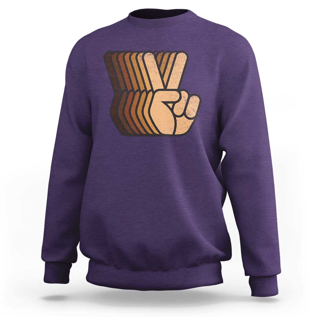 Retro Equality for All Sweatshirt Peace Sign V Fingers Skin Tone Hands Vintage