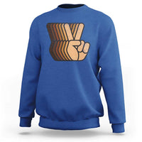 Retro Equality for All Sweatshirt Peace Sign V Fingers Skin Tone Hands Vintage