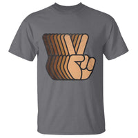 Retro Equality for All T Shirt Peace Sign V Fingers Skin Tone Hands Vintage