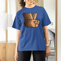Retro Equality for All T Shirt For Women Peace Sign V Fingers Skin Tone Hands Vintage