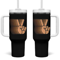 Retro Equality for All Tumbler With Handle Peace Sign V Fingers Skin Tone Hands Vintage