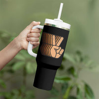 Retro Equality for All Tumbler With Handle Peace Sign V Fingers Skin Tone Hands Vintage