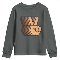 Retro Equality for All Youth Sweatshirt Peace Sign V Fingers Skin Tone Hands Vintage