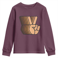 Retro Equality for All Youth Sweatshirt Peace Sign V Fingers Skin Tone Hands Vintage