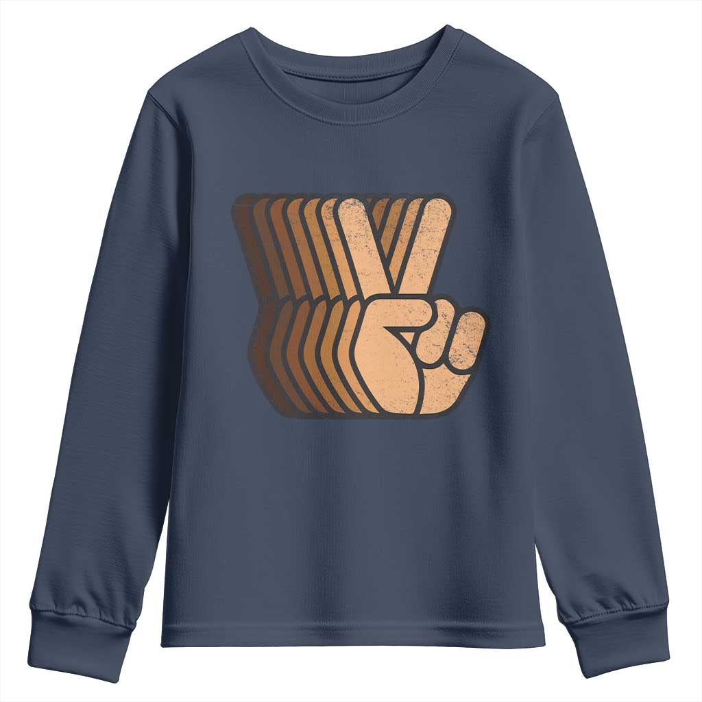Retro Equality for All Youth Sweatshirt Peace Sign V Fingers Skin Tone Hands Vintage