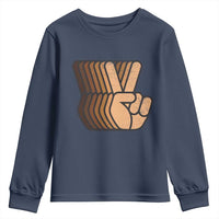 Retro Equality for All Youth Sweatshirt Peace Sign V Fingers Skin Tone Hands Vintage