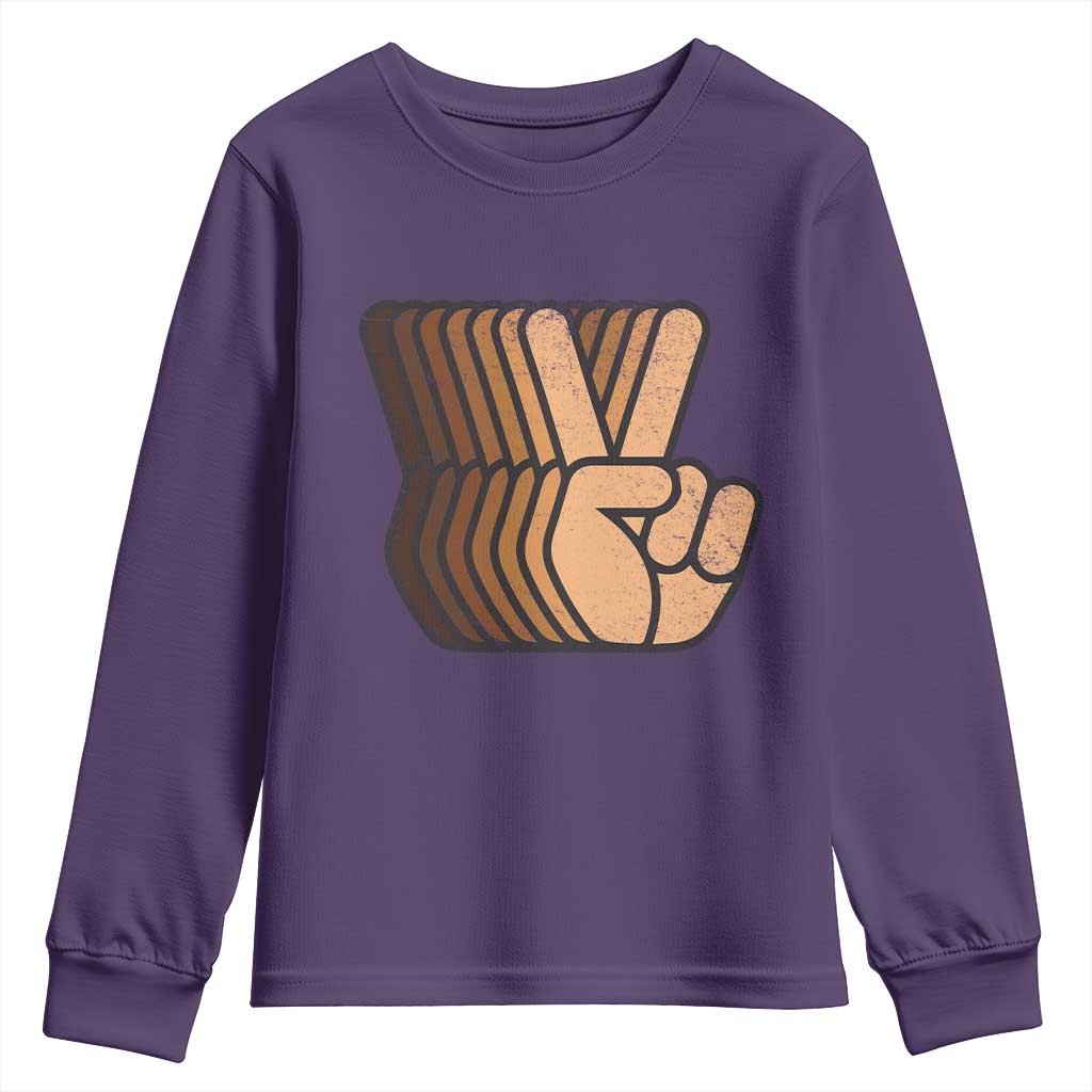 Retro Equality for All Youth Sweatshirt Peace Sign V Fingers Skin Tone Hands Vintage
