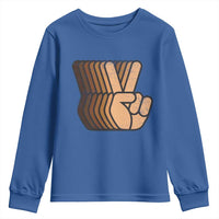 Retro Equality for All Youth Sweatshirt Peace Sign V Fingers Skin Tone Hands Vintage