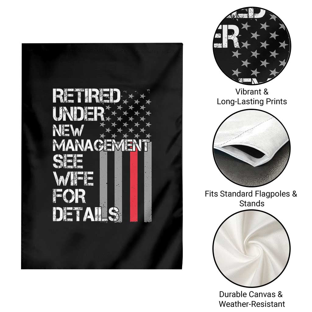 Retirement Gifts For Men Garden Flag Retired Under New Management See Wife Retired Dad