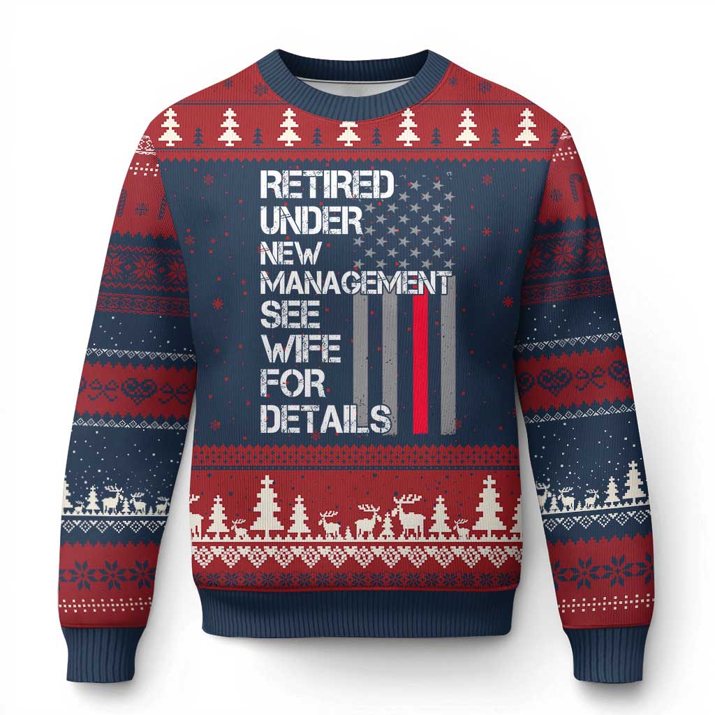 Retirement Gifts For Men Ugly Christmas Sweater Retired Under New Management See Wife Retired Dad