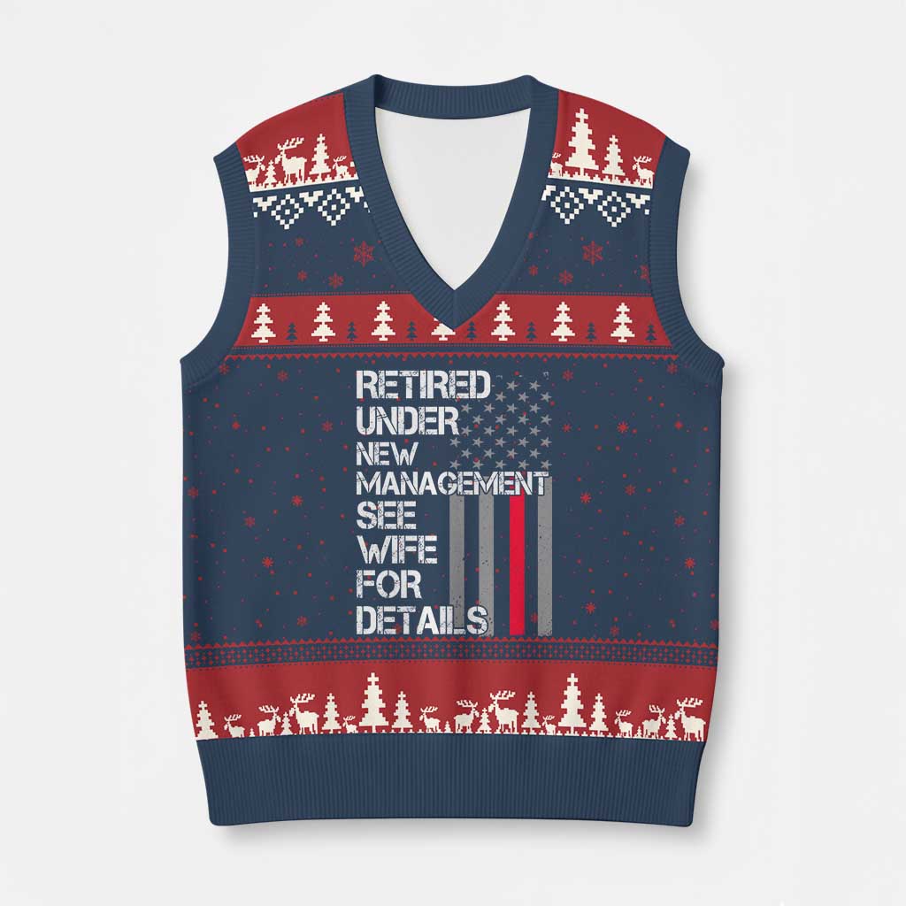 Retirement Gifts For Men V-Neck Knit Sweater Vest Retired Under New Management See Wife Retired Dad