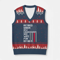 Retirement Gifts For Men V-Neck Knit Sweater Vest Retired Under New Management See Wife Retired Dad