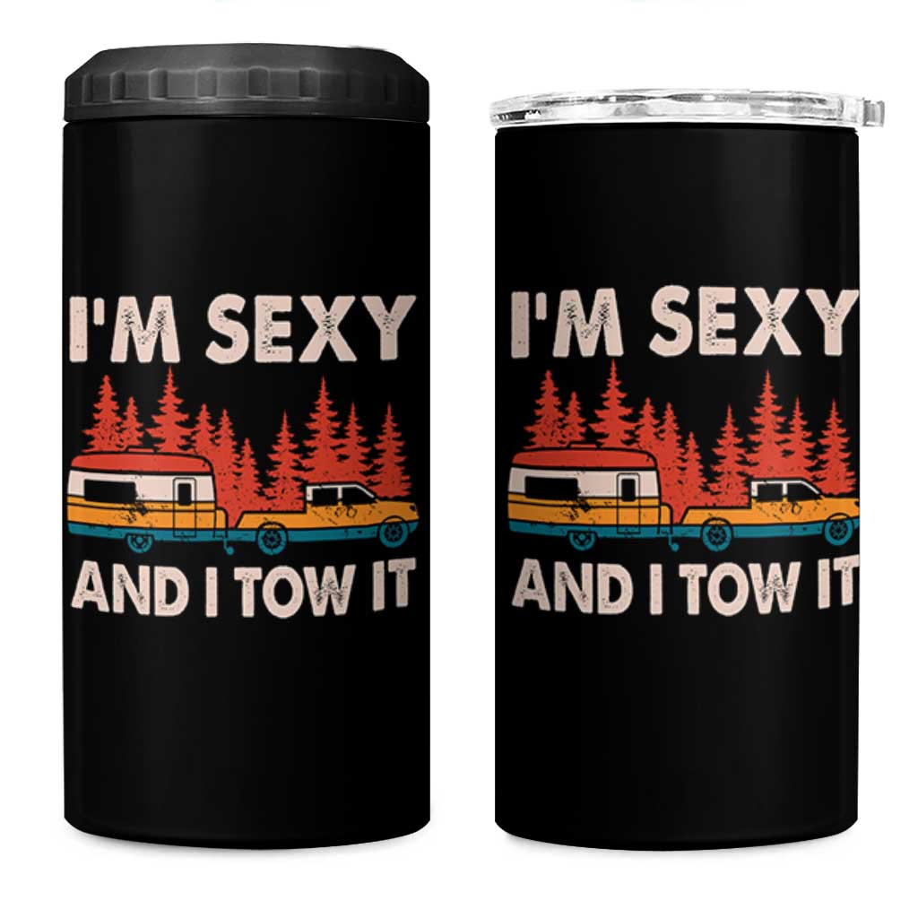 Funny Camping RV 4 in 1 Can Cooler Tumbler Im Sexy And I Tow It Vintage Camper Truck - Wonder Print Shop
