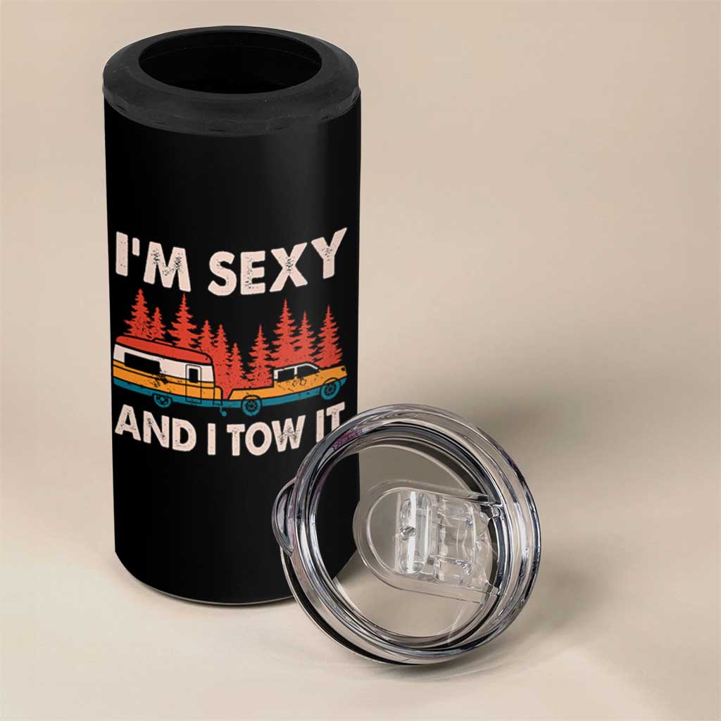 Funny Camping RV 4 in 1 Can Cooler Tumbler Im Sexy And I Tow It Vintage Camper Truck - Wonder Print Shop