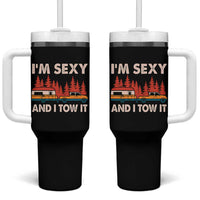 Funny Camping RV Tumbler With Handle Im Sexy And I Tow It Vintage Camper Truck - Wonder Print Shop