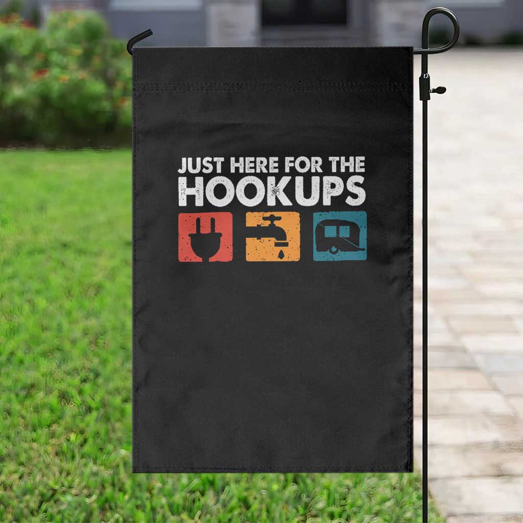 Camping RV Garden Flag Funny Just Here for The Hookups Caravan Motorhome - Wonder Print Shop
