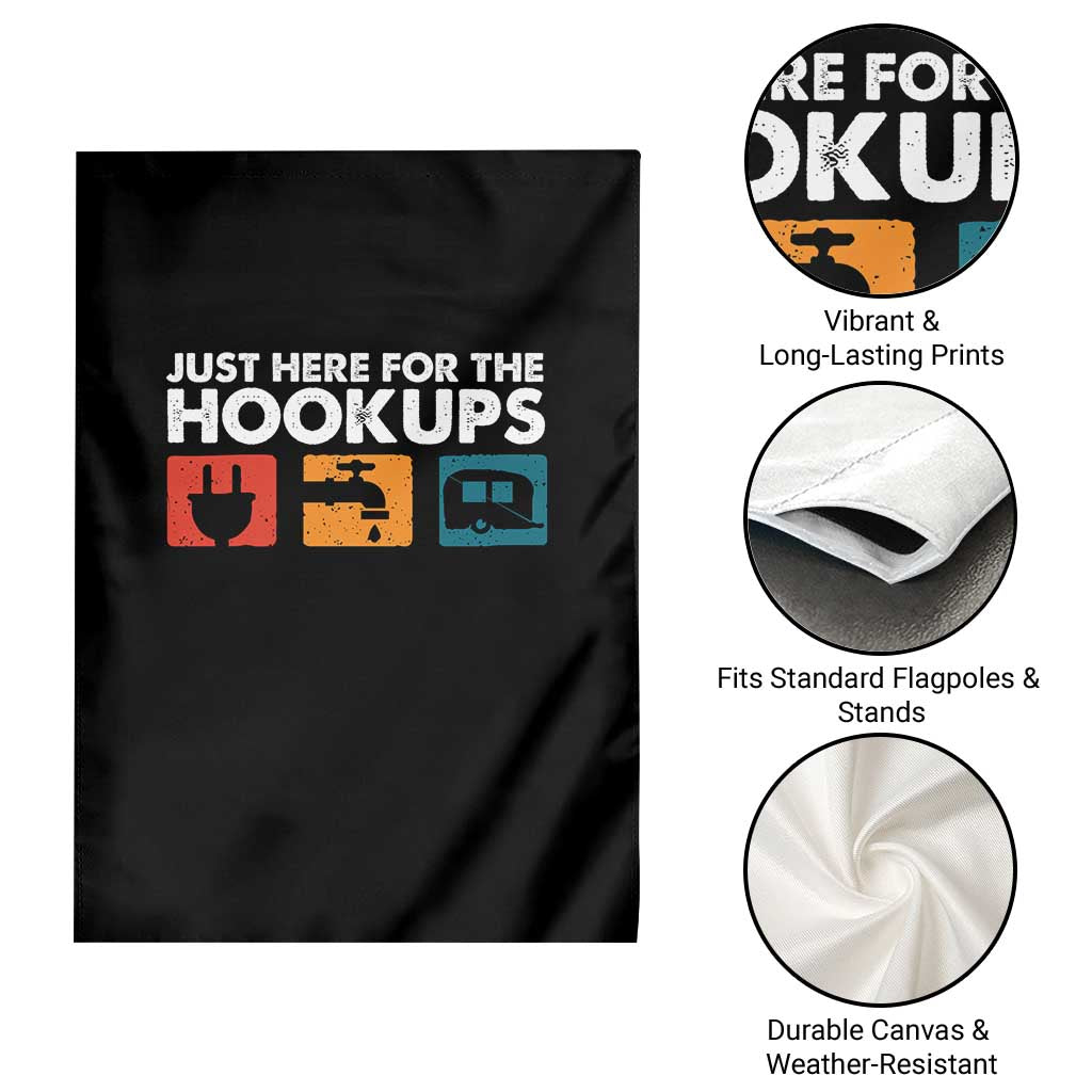Camping RV Garden Flag Funny Just Here for The Hookups Caravan Motorhome - Wonder Print Shop