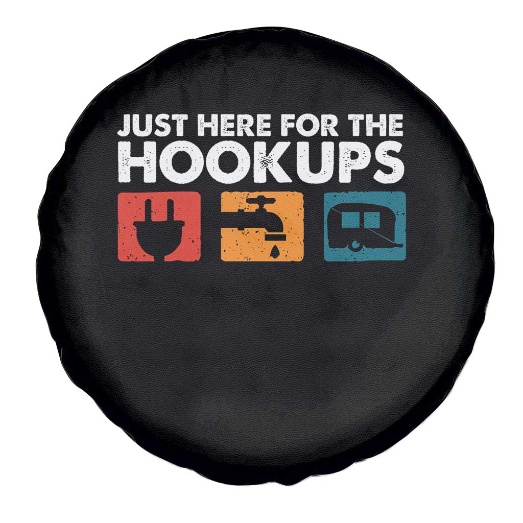 Camping RV Spare Tire Cover Funny Just Here for The Hookups Caravan Motorhome - Wonder Print Shop