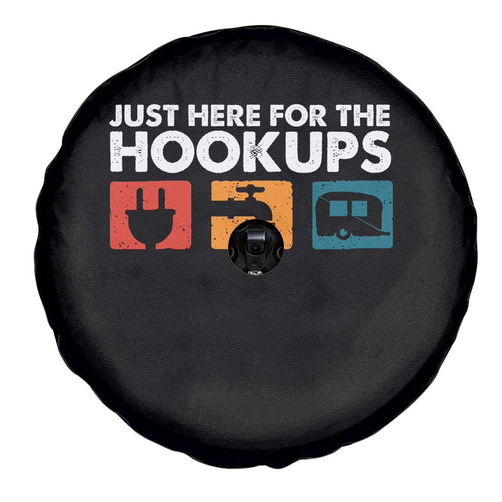 Camping RV Spare Tire Cover Funny Just Here for The Hookups Caravan Motorhome - Wonder Print Shop