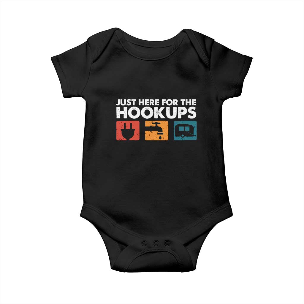 Camping RV Baby Onesie Funny Just Here for The Hookups Caravan Motorhome - Wonder Print Shop