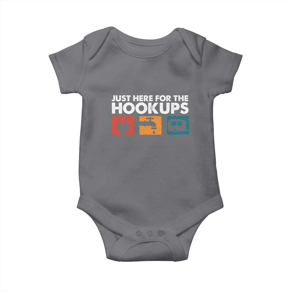 Camping RV Baby Onesie Funny Just Here for The Hookups Caravan Motorhome - Wonder Print Shop