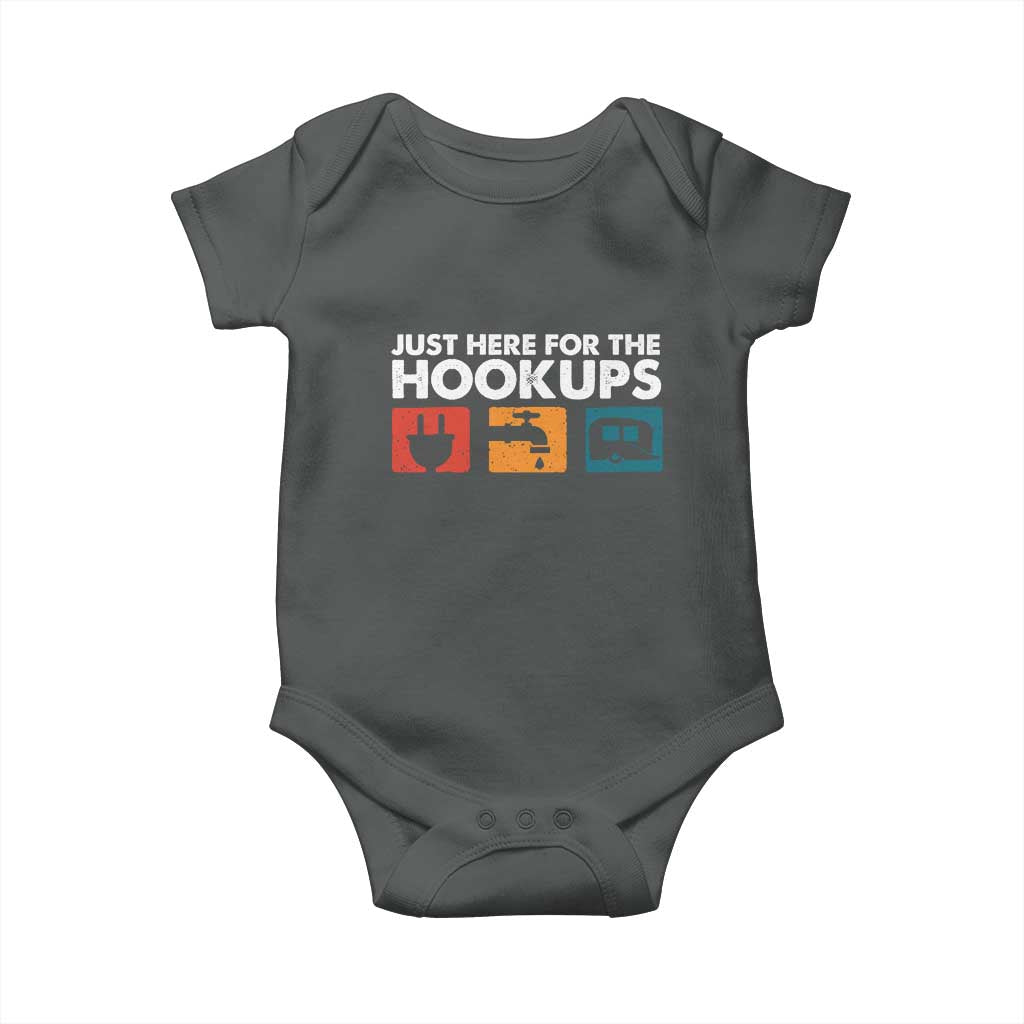 Camping RV Baby Onesie Funny Just Here for The Hookups Caravan Motorhome - Wonder Print Shop