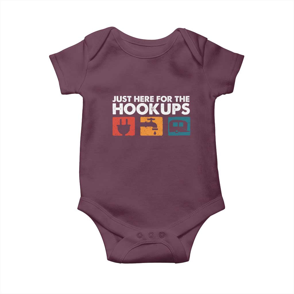 Camping RV Baby Onesie Funny Just Here for The Hookups Caravan Motorhome - Wonder Print Shop