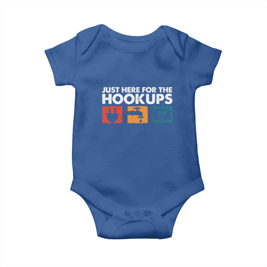 Camping RV Baby Onesie Funny Just Here for The Hookups Caravan Motorhome - Wonder Print Shop