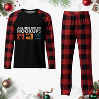 Camping RV Plaid Pajama Set Funny Just Here for The Hookups Caravan Motorhome - Wonder Print Shop