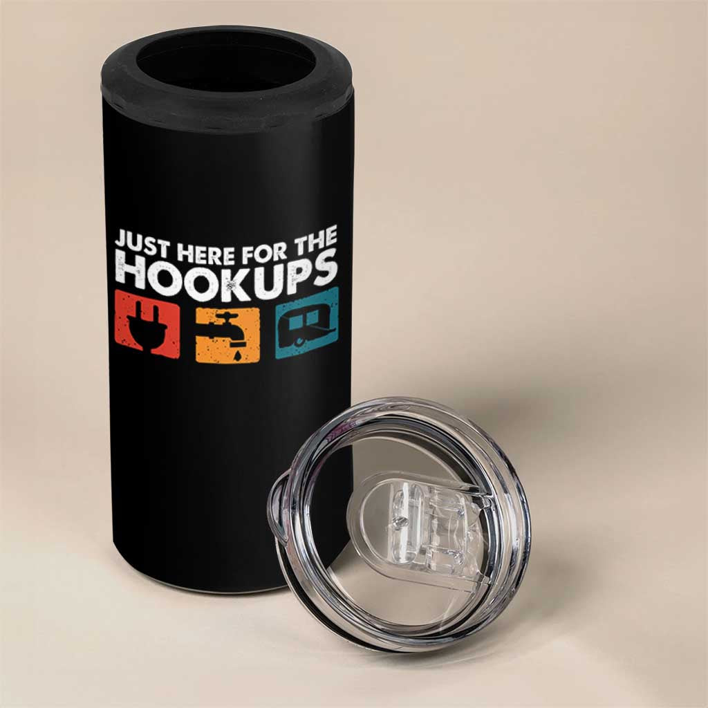 Camping RV 4 in 1 Can Cooler Tumbler Funny Just Here for The Hookups Caravan Motorhome - Wonder Print Shop