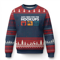 Camping RV Ugly Christmas Sweater Funny Just Here for The Hookups Caravan Motorhome - Wonder Print Shop