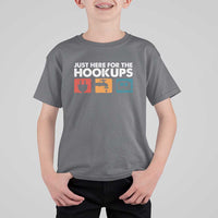 Camping RV T Shirt For Kid Funny Just Here for The Hookups Caravan Motorhome - Wonder Print Shop