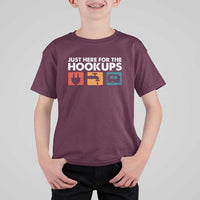 Camping RV T Shirt For Kid Funny Just Here for The Hookups Caravan Motorhome - Wonder Print Shop