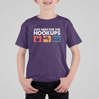 Camping RV T Shirt For Kid Funny Just Here for The Hookups Caravan Motorhome - Wonder Print Shop