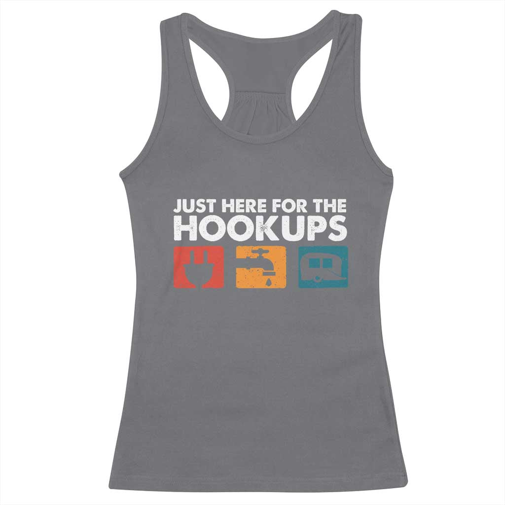 Camping RV Racerback Tank Top Funny Just Here for The Hookups Caravan Motorhome - Wonder Print Shop