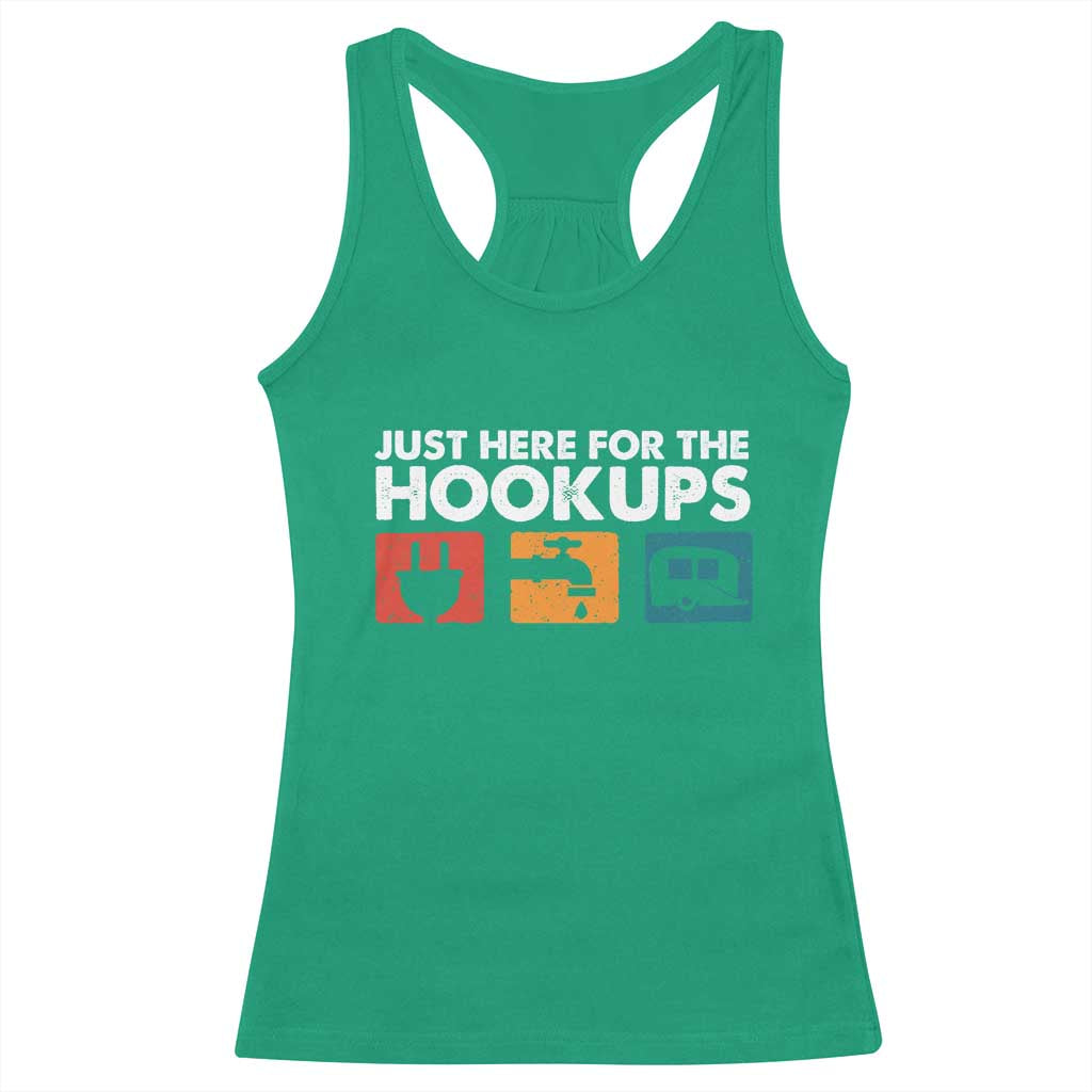 Camping RV Racerback Tank Top Funny Just Here for The Hookups Caravan Motorhome - Wonder Print Shop