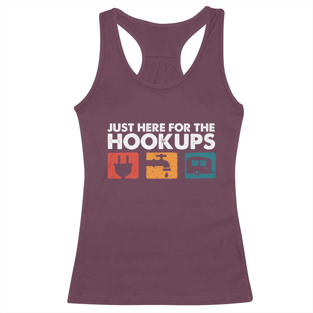 Camping RV Racerback Tank Top Funny Just Here for The Hookups Caravan Motorhome - Wonder Print Shop