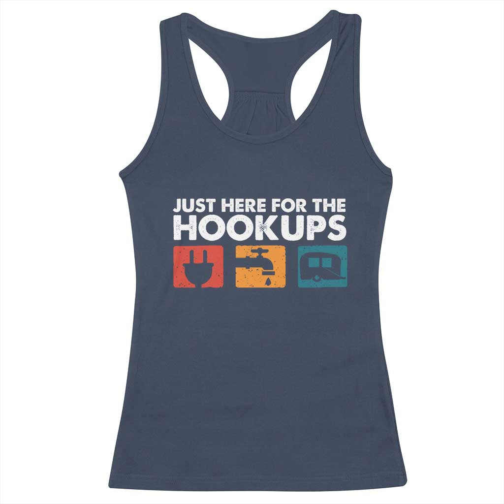 Camping RV Racerback Tank Top Funny Just Here for The Hookups Caravan Motorhome - Wonder Print Shop