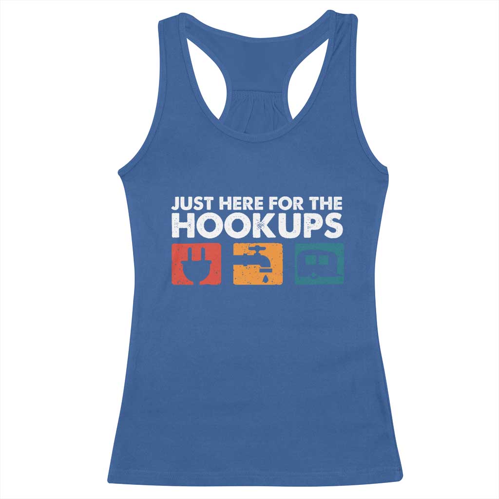 Camping RV Racerback Tank Top Funny Just Here for The Hookups Caravan Motorhome - Wonder Print Shop