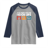 Camping RV Raglan Shirt Funny Just Here for The Hookups Caravan Motorhome - Wonder Print Shop
