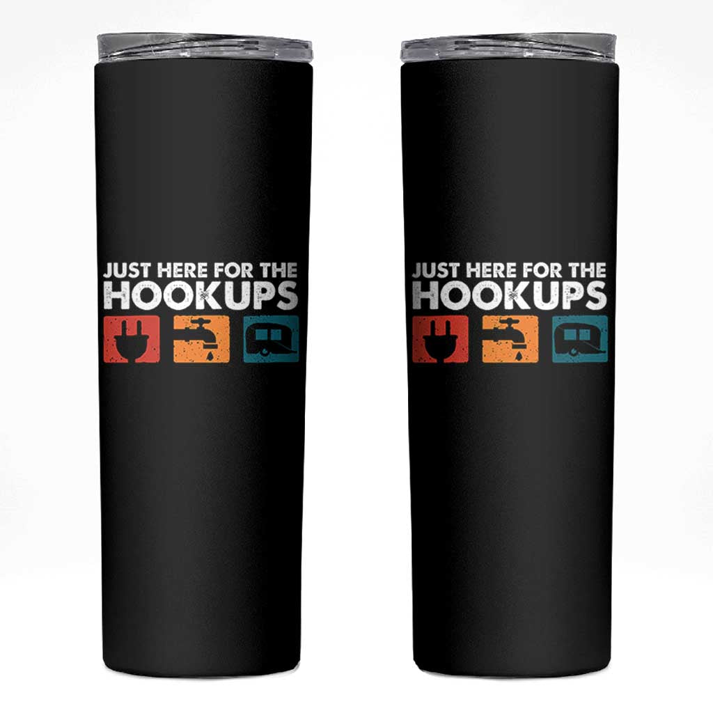 Camping RV Skinny Tumbler Funny Just Here for The Hookups Caravan Motorhome - Wonder Print Shop