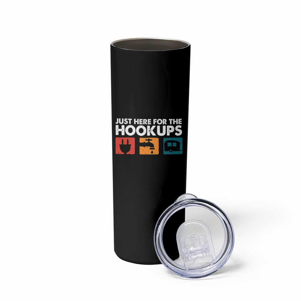 Camping RV Skinny Tumbler Funny Just Here for The Hookups Caravan Motorhome - Wonder Print Shop