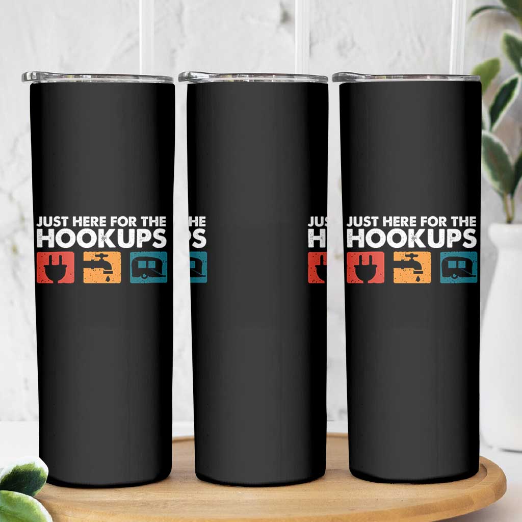 Camping RV Skinny Tumbler Funny Just Here for The Hookups Caravan Motorhome - Wonder Print Shop