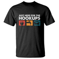 Camping RV T Shirt Funny Just Here for The Hookups Caravan Motorhome - Wonder Print Shop
