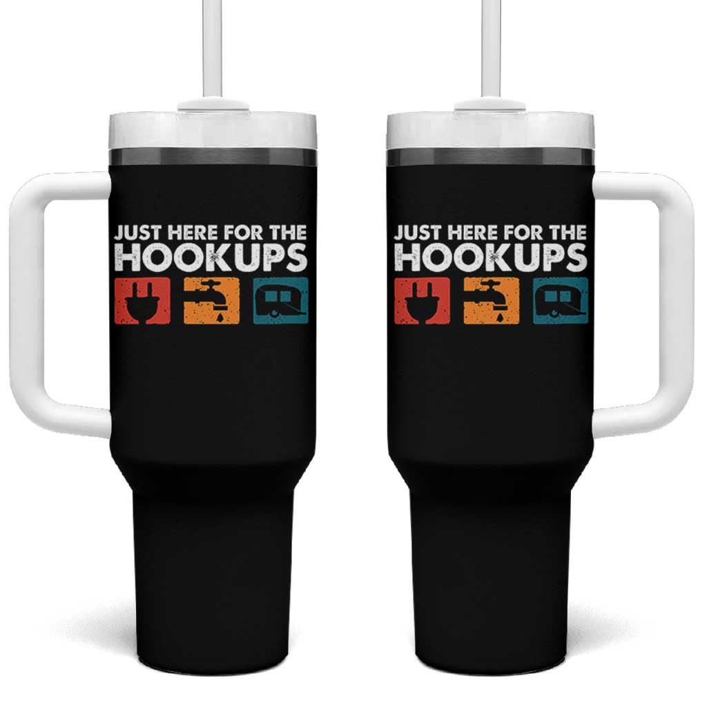Camping RV Tumbler With Handle Funny Just Here for The Hookups Caravan Motorhome - Wonder Print Shop